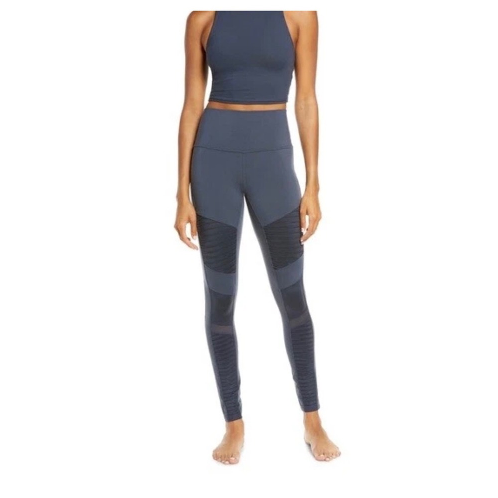 Alo Yoga High Waist Moto‎ Leggings Navy Seamless Athletic Workout Pants Size SM